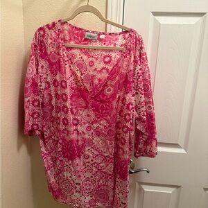 Avenue Fuchsia and White Patterned Tunic